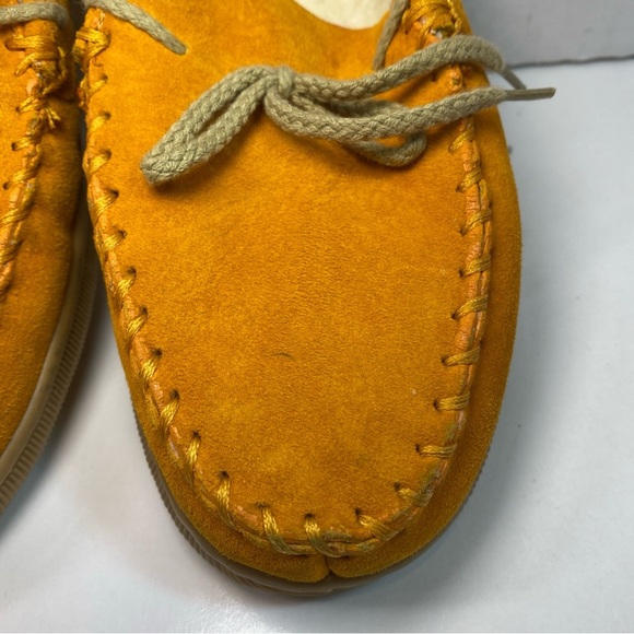 Hush Puppies Orange Suede Moccasins Fur Lined Loafer Slippers Women's Size 9 - Picture 7 of 15